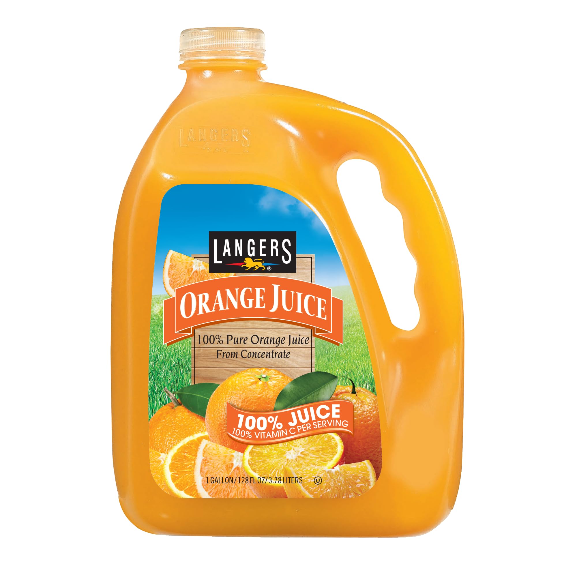 100% Orange Juice, From Concentrate, Plastic Jug, 1 Gallon (128 fl oz)